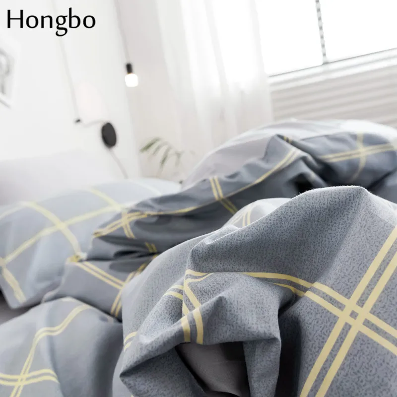 Комплект постельного белья Hongbo серая решетчатая стильная креативная