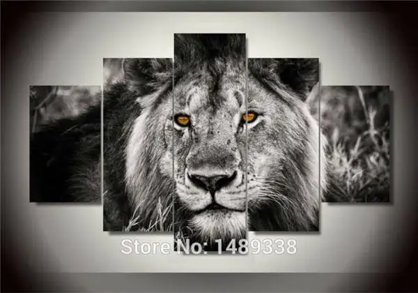

Бесплатная доставка картина маслом Льва на холсте Абстрактная животная картина маслом холст печать Настенная картина 5 шт./компл. F/333