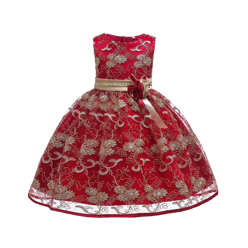

2020 New Kids birthday party Dress Girls sleeveless Embroidered Dresses wedding dress Girls Clothing Children Princess dresses