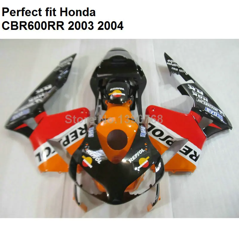 

High quality ABS fairing for Honda CBR600RR 2003 2004 orange black fairings kit CBR 600RR F5 03 04 YJ61