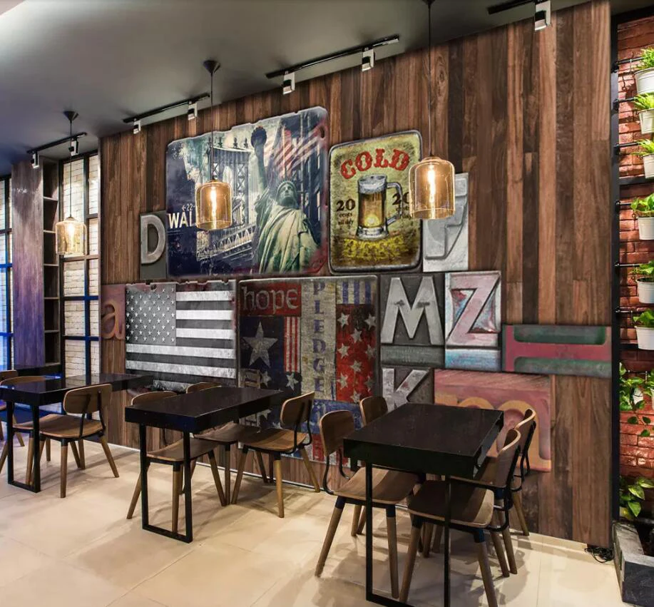 Ретро Ностальгия три трехмерные буквы Плакат Бар КТВ фоновая стена |