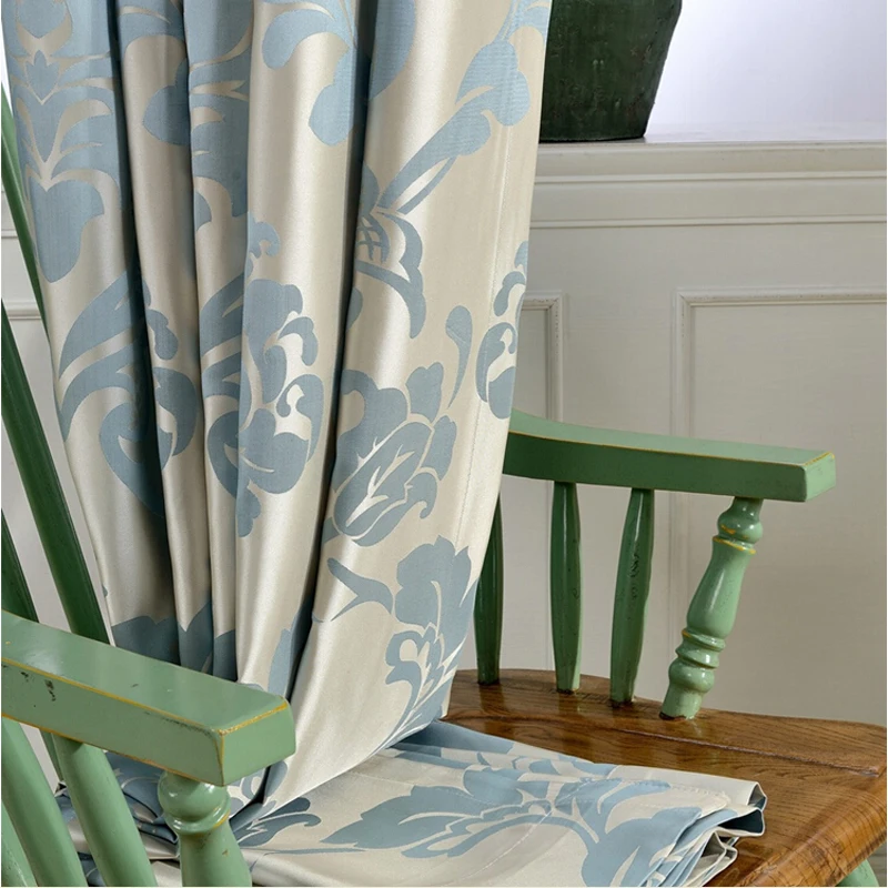 Miss cat Цветочные жаккардовые синие оконные шторы 65% черные жалюзи затенение