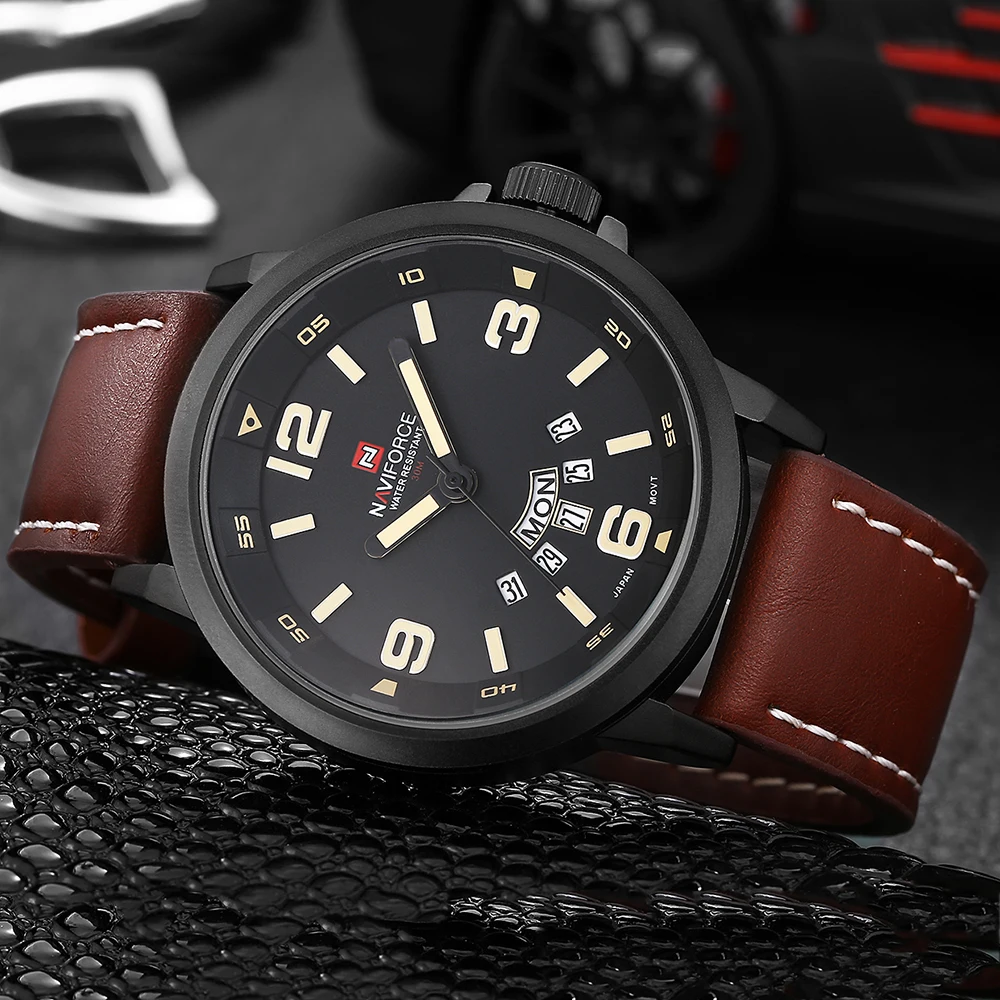 2017 Brand NAVIFORCE Watches men Casual Quartz reloj Leather wristwatch Army Military hombre men's clock relogio masculino | Наручные
