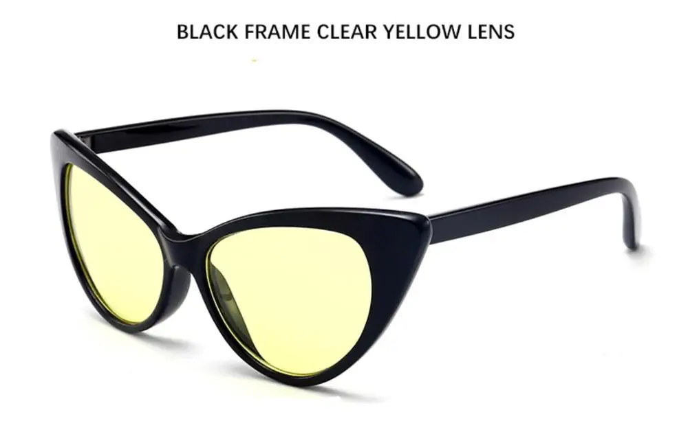 black yellow lens Кошачий глаз леопардовые солнцезащитные очки модные брендовые Оттенки для женщин Близорукость Nerd оптическая оправа Ретро Солнцезащитные очки женские сексуальные черные очки - Цвет линз: black yellow lens