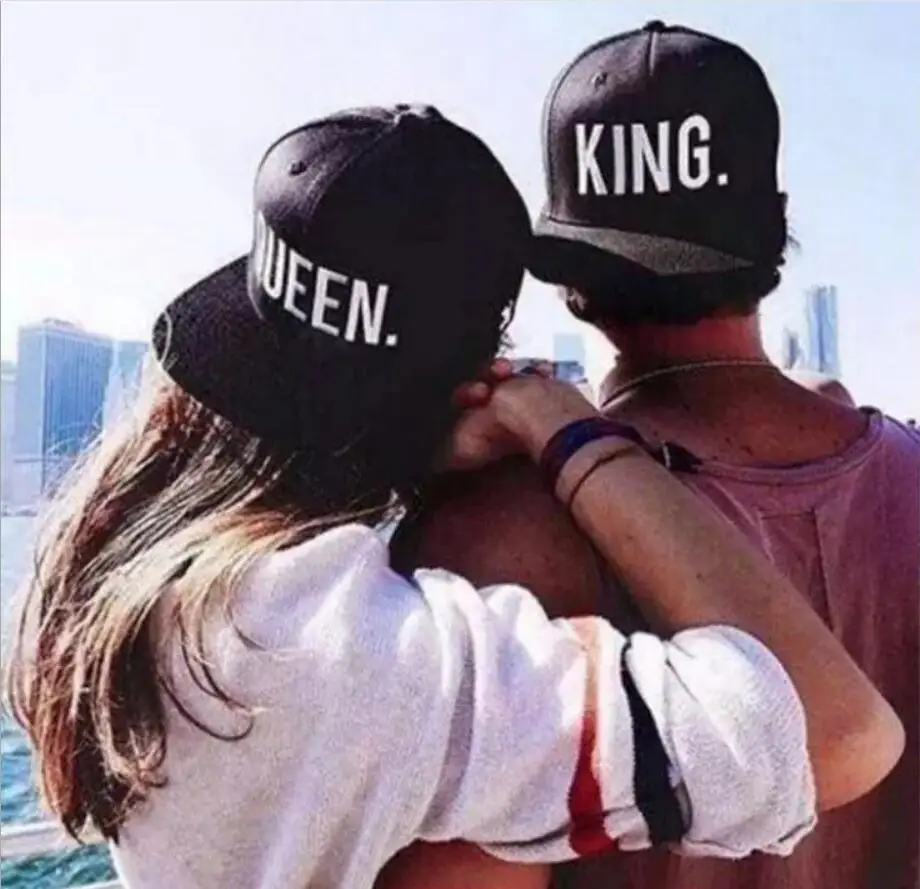 KING QUEEN Бейсбол кепки Snapback для мужчин женщин козырек s папа кость белый черный пара