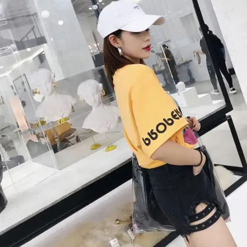 Шорты женские черные с дырками джинсы высокой талией 2019 | Женская одежда