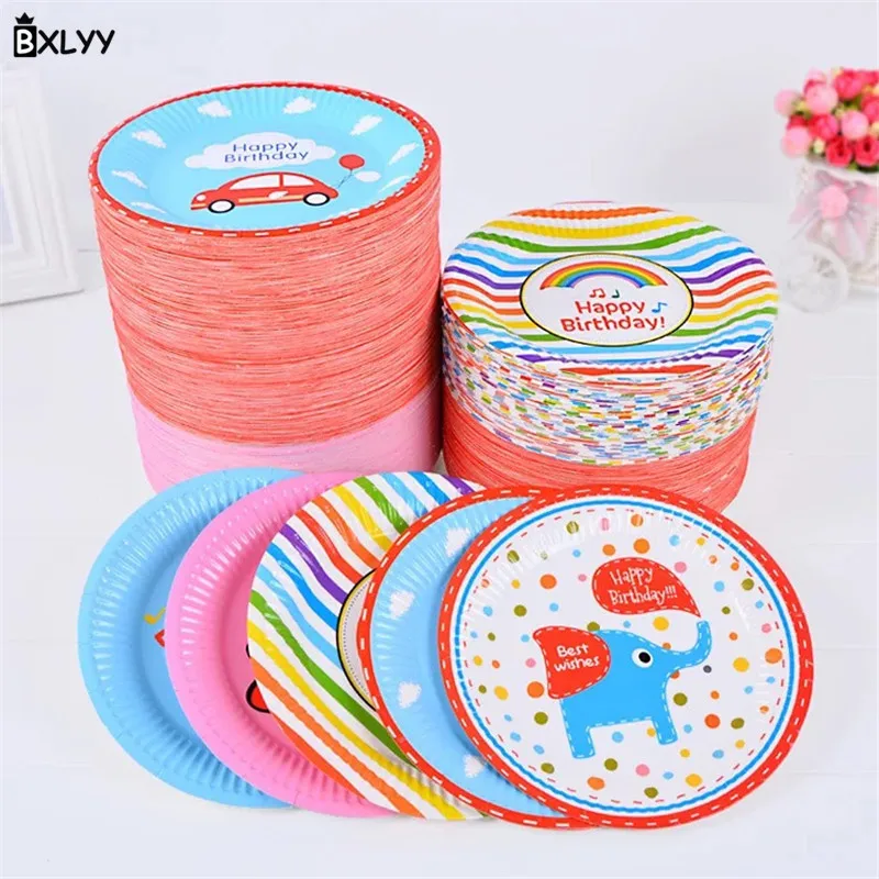 BXLYY 7 Inch Creative Color Cake Paper Plate Round Disposable Party Supplies Decoration Tools Kitchen Accessories.7z | Дом и сад