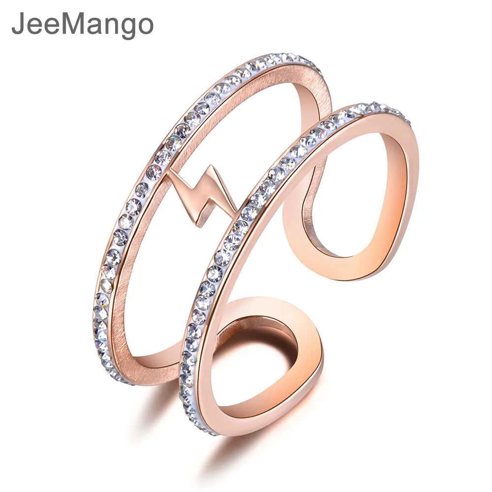 Новые Кольца JeeMango из титановой стали с молнией роскошные кольца цвета розового
