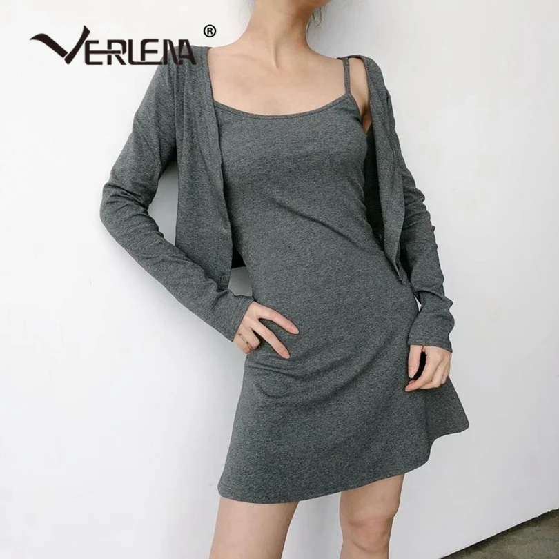 Verlena 2019 Женский комплект из двух предметов летнее платье на бретельках и кардиган