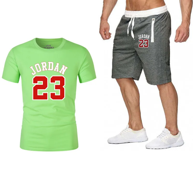 Комплект из двух предметов, мужская одежда jordan 23, футболка, шорты, летний короткий комплект, спортивный костюм, мужской спортивный костюм, спортивный костюм для бега, баскетбольная майка