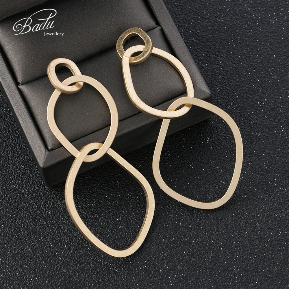 Женские Геометрические серьги Badu Золотые сережки-подвески с большим разрезом