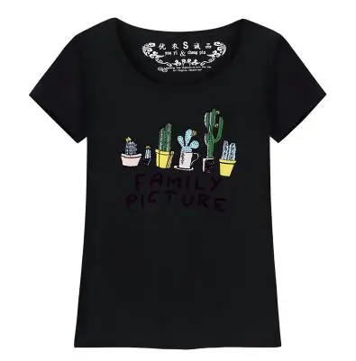 Dugujunyi 2019 Newest Women tops cacti Print t-shirt short sleeve o-neck Casual T-shirt t shirt Summer tees plus size T13 | Женская