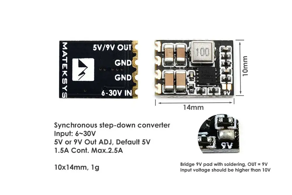 3 шт./компл. система Matek MICRO BEC 6 30 в до 5 В/9V ADJ понижающий регулятор для FPV