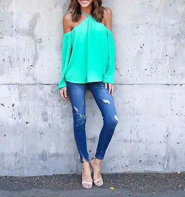 2016 новинка Модные женские Холтер с открытыми плечами повседневное свободные