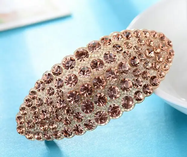 coffee hairpins Полный горный хрусталь заколки для волос для женщин Кристалл для девушки французский заколка зажим Кронштейн шпильки для волос для девочек аксессуары ювелирные изделия - Окраска металла: coffee hairpins