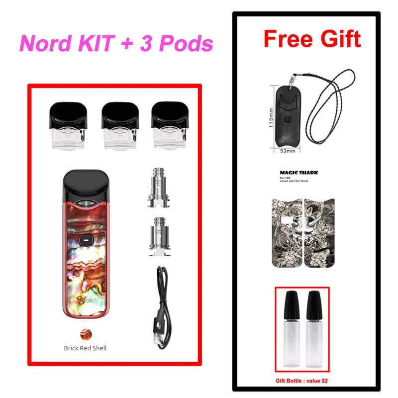 Brick Red Shell SMOK Nord Pod Vape 1100 мАч батарея 3 мл Pod система обычная сетка катушка электронная сигарета комплект испаритель VS SMOK NOVO Minifit комплект - Цвет: Brick Red Shell