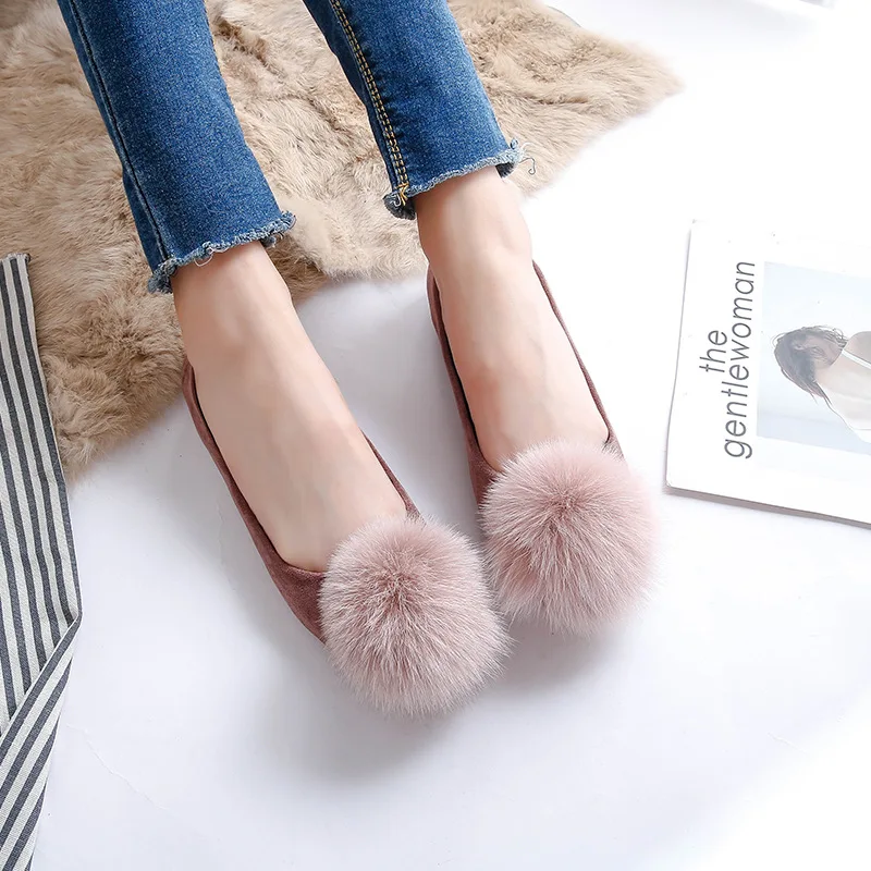 Квадратный носок обувь на плоской подошве Обувь с помпонами Большой Размер 40 43 и