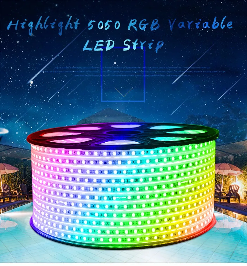110V Светодиодные ленты SMD5050 60 Светодиодный/m Цвет Изменение Дистанционное Тип управления RGB неоновый светильник ремень AC110V светильник ing линия домашний декор Водонепроницаемый