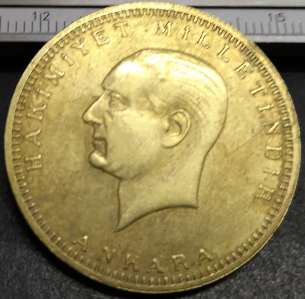 1923/29 Турция 500 Kurus 22K позолоченная копировальная монета 35 мм|coin coins|coin goldcoin copy |
