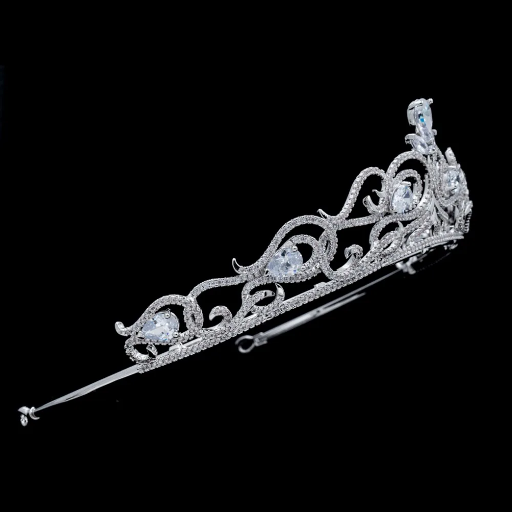 Классический Кубический Цирконий Свадебный бидал диадема для девушки корона