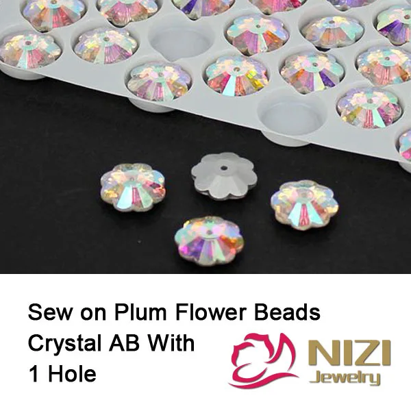 DIY Strass 10 мм 12 14 Flatback слива цветок стекло для изготовления платья шить на кристалл AB