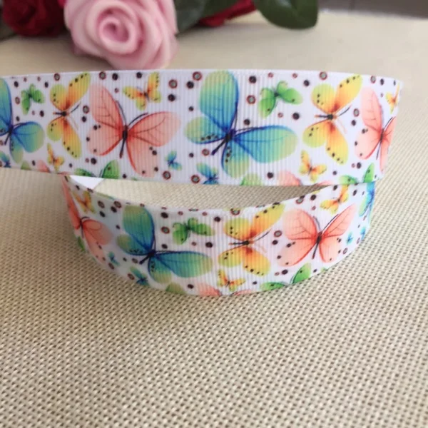 

Корсажная лента с принтом бабочки, 1 дюйм, 25 мм, 10 ярдов, аксессуары для волос ручной работы «сделай сам», аксессуары для волос, подарки на сва...