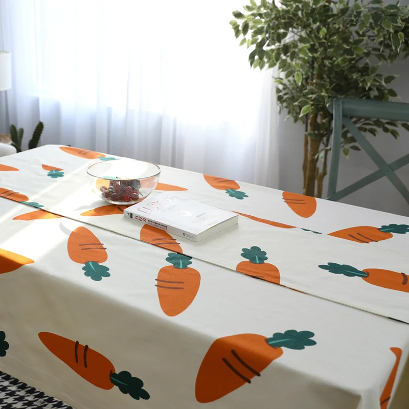 Cute Cartoon Pattern Tablecloth Mantel Rectangular Elegant Table Cover Carrot Vegetables Creative Tablecloths | Дом и сад