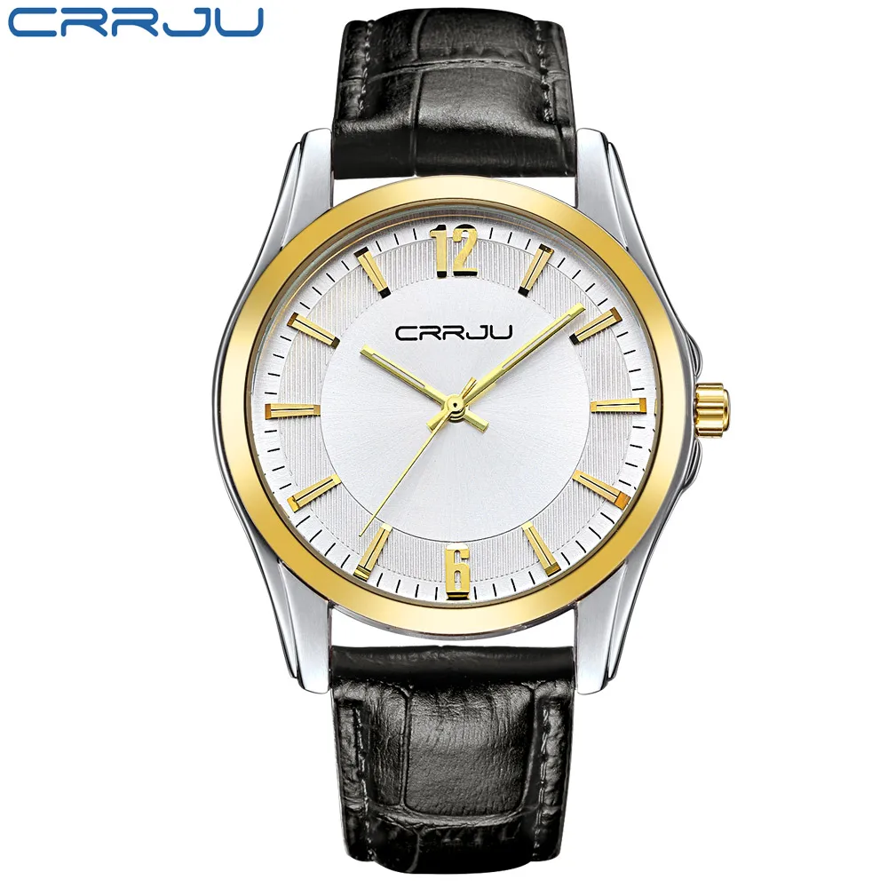 Часы наручные CRRJU Мужские кварцевые брендовые Роскошные ультратонкие деловые с