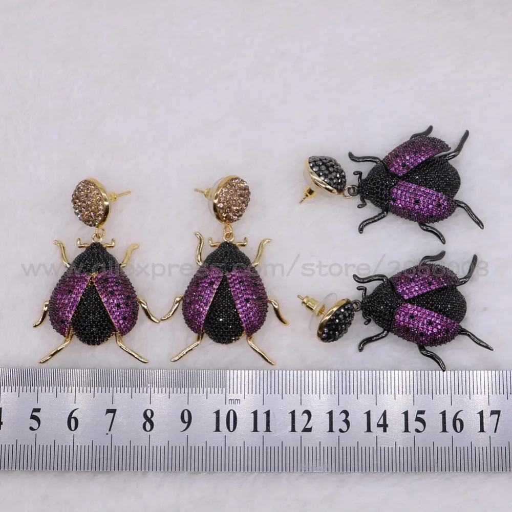 Новый! Серьги в виде насекомых Micro pave высококачественные серьги жуки из