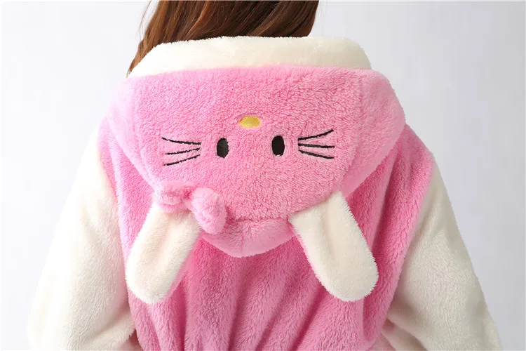2016 пижамы Hello Kitty утолщение животных Для мужчин и женщин коралловый флис Халат