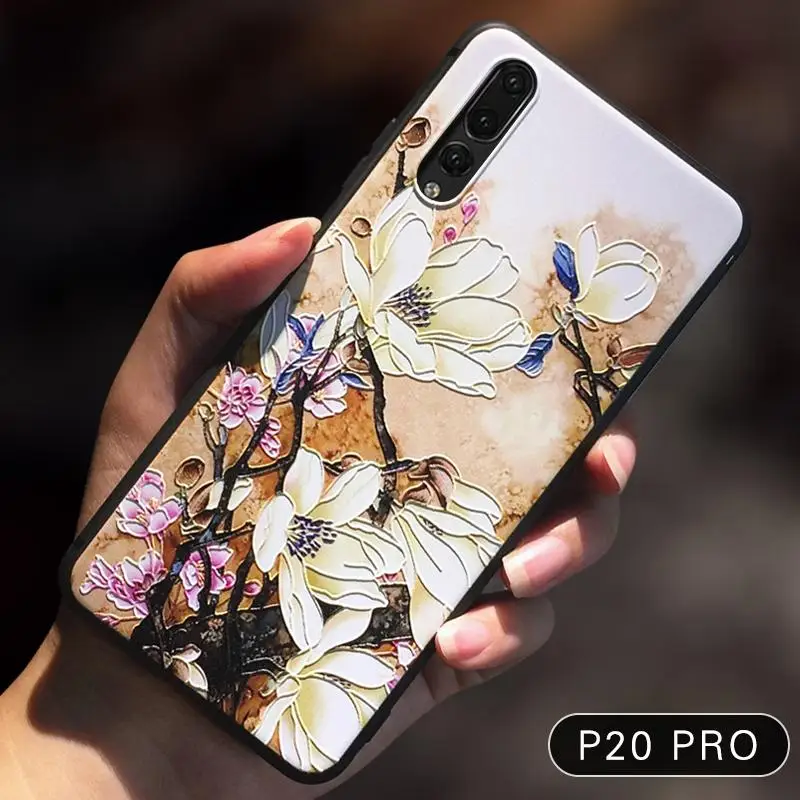 Рельефный Винтажный чехол в китайском и японском стиле для Huawei P20 с изображением