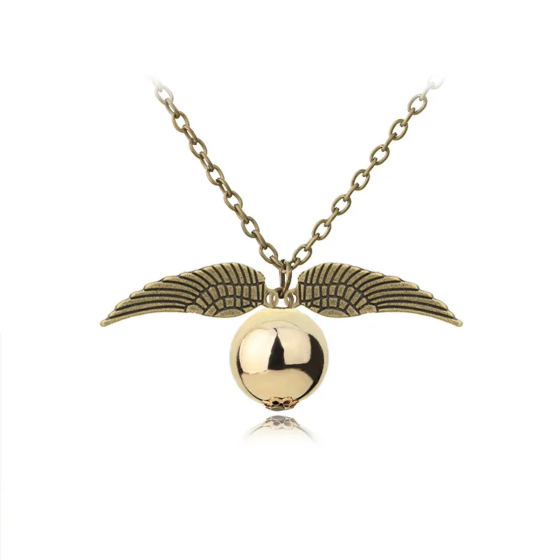 Трендовое ожерелье с подвеской Harry P Deathly Hallows золотое круглыми шариками и двойным
