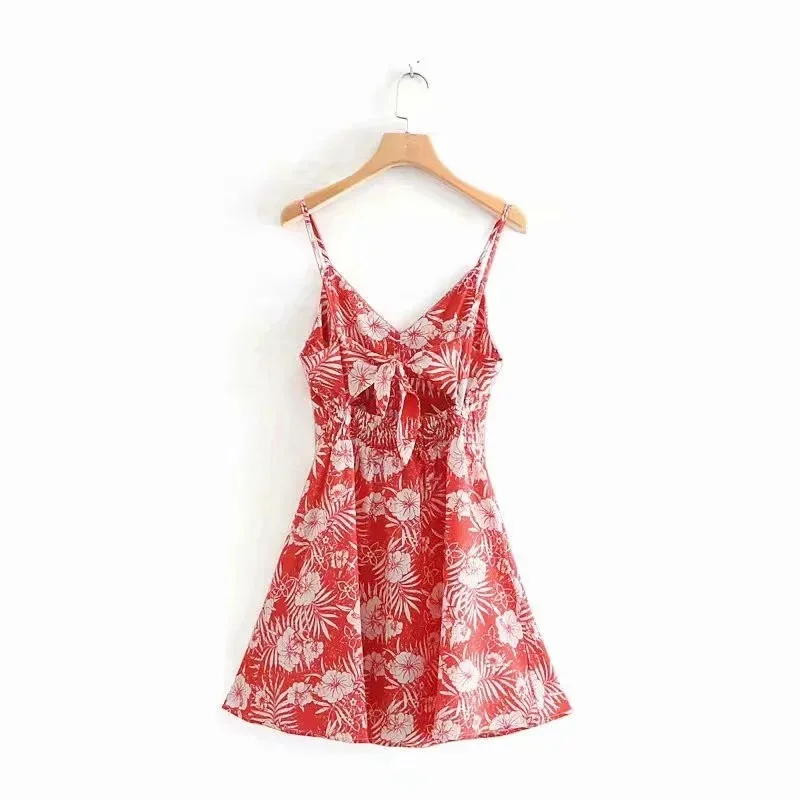 

Summer Dress 2019 New European and American Printed Holiday Wind Print Strap Dress Sexy Dresses