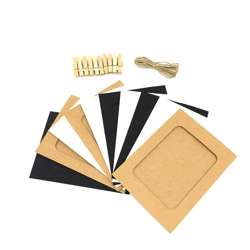 Фоторамка из крафт бумаги для дома 21 шт./компл. с деревянной клипсой и веревкой