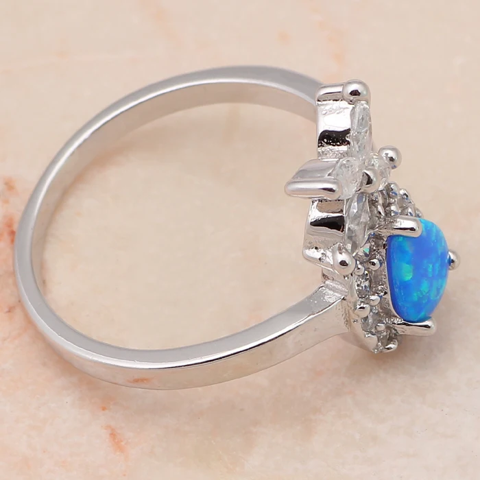 Прекрасный стиль дизайн синий огненный опал серебряный цвет циркония кольца