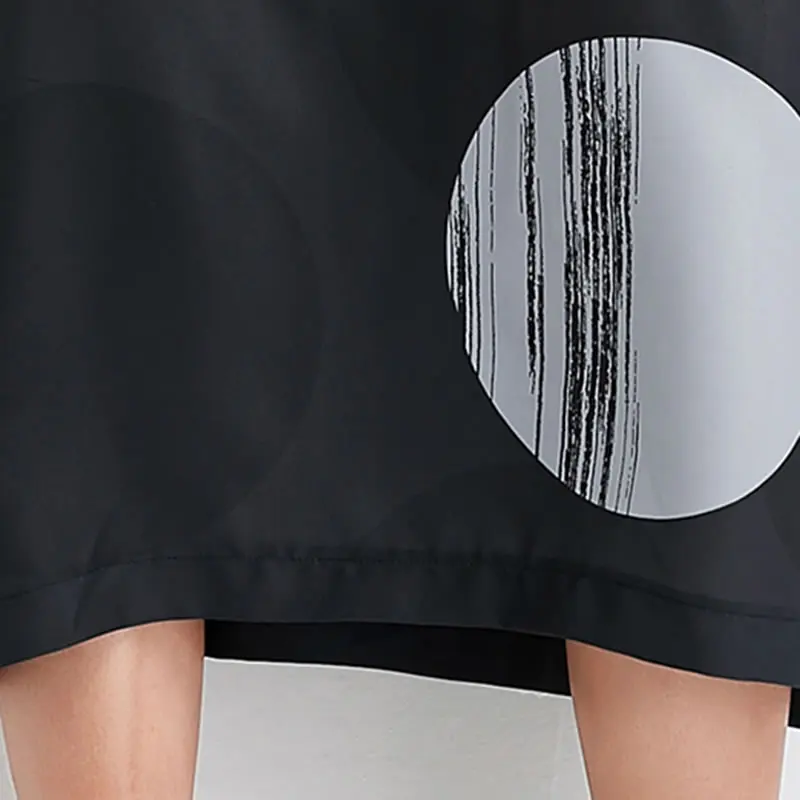 XITAO размера плюс черное винтажное платье в горошек для женщин летнее гладкое с