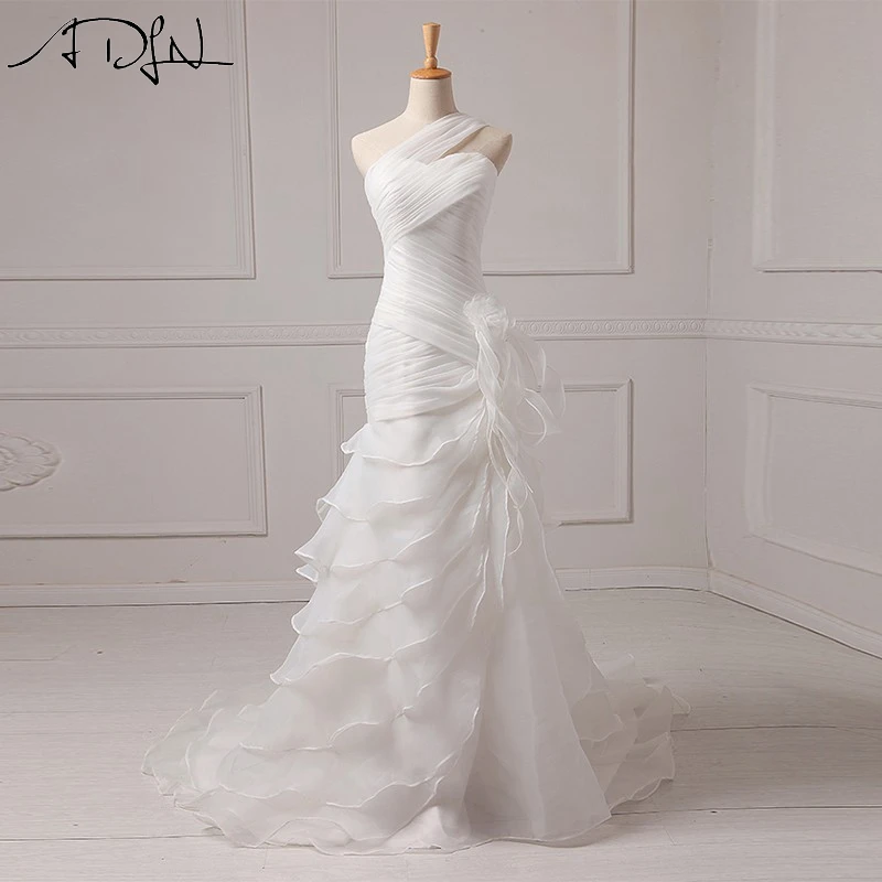 Женское свадебное платье ADLN с юбкой в несколько рядов со шлейфом на одно плечо из