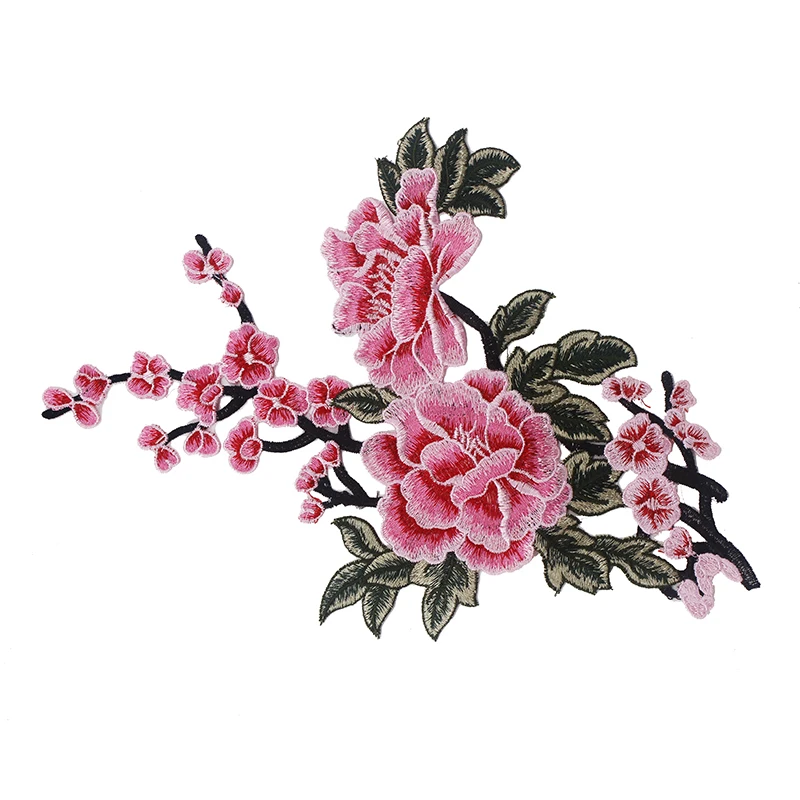 1 пара розовых/красных/желтых зеленых вышивных аппликаций нашивки Цветочная