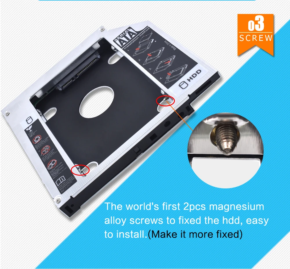 Набор микросхем для ноутбука ODD CD-ROM Optibay алюминиевый 2nd HDD Caddy 12,7 мм IDE to SATA 2,5 SSD DVD чехол Корпус