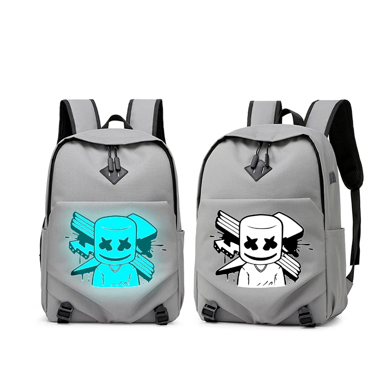DJ Marshmello, школьные сумки, Подростковый рюкзак для мальчиков, Usb зарядка для девочек, Светящийся рюкзак для ноутбука, рюкзак для путешествий, рюкзак для книг