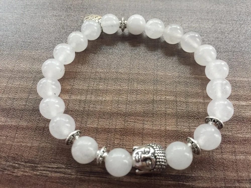 8 мм браслет из натурального камня с белыми ядами Будды кулон в виде сердца бусы