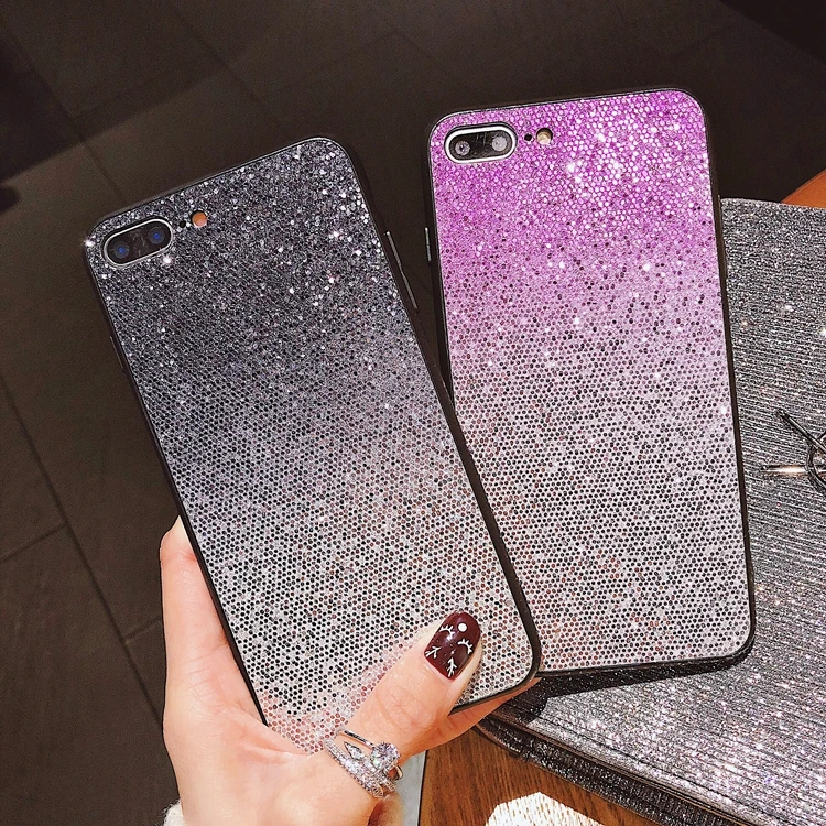 Модный чехол для телефона с градиентными блестками iPhone X 5S SE XR XS Max силиконовый