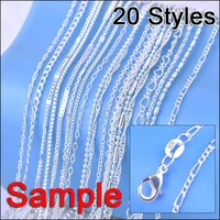 jewelry sample order 20pcs mix 20 styles 18 genuine 925 sterling silver link necklace set chainslobster clasps