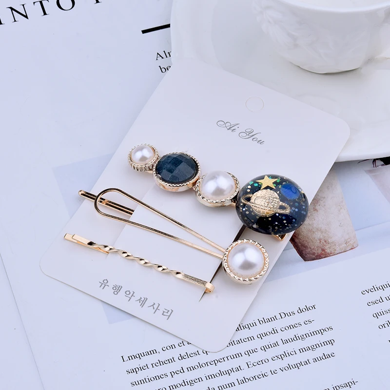 Женские акриловые заколки с жемчугом звездного неба Элегантные Заколки для