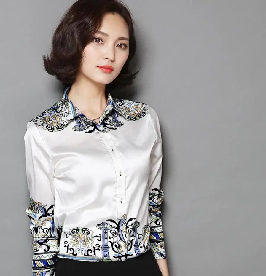 Блузка женская с отложным воротником и длинным рукавом белая|fashion women clothes|women