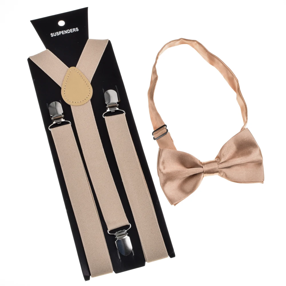 Bow tie Suspender Set Adjustable Elastic Wedding Belt Strap Shirts Brace For Men Women
