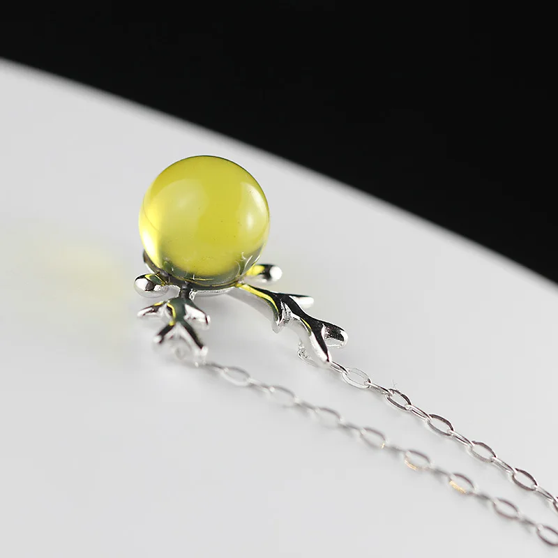 Женское винтажное ожерелье из серебра 925 пробы с натуральным янтарем|necklaces for