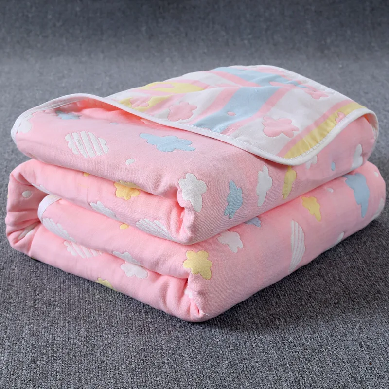 COLOR CLOUD PINK Муслиновые одеяла для детей, 6 слоев, марля, хлопок, мягкое одеяло, для новорожденных, Пеленальное полотенце, детское банное полотенце, 110*110 см - Цвет: COLOR CLOUD PINK