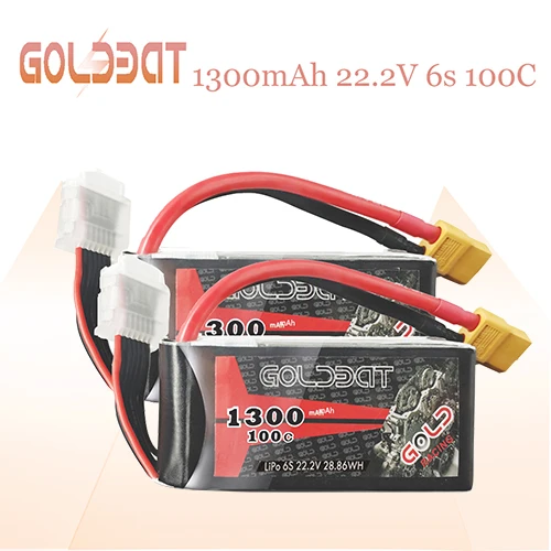 TX60 Plug 2 шт. GOLDBAT 1300mAh 6S lipo батарея для Дронов fpv батарея 22,2 V Lipo 100C упаковка с разъемом XT60 для гоночных дронов FPV rc автомобилей - Цвет: TX60 Plug