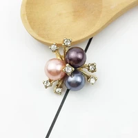 10pcs 20mm20mm pearl rhinestone decorative buttons for craft wedding invitation card diy girl hair bowknot metal embellishments